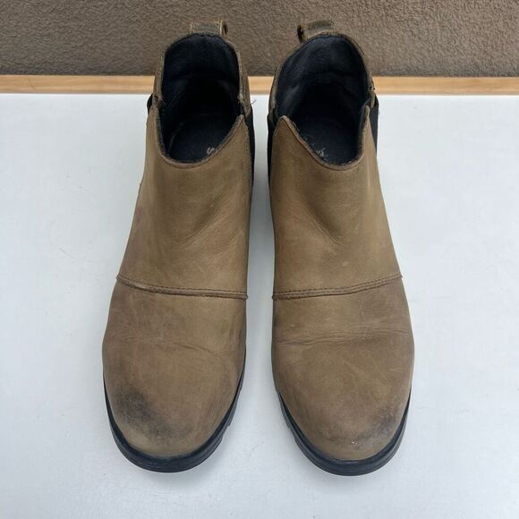 Sorel Emelie Chelsea Ankle Boots Waterproof Brown Suede Leather Womens Size 7 - Picture 5 of 10